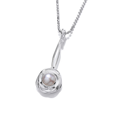 Rustic Silver Nested Pearl Pendant