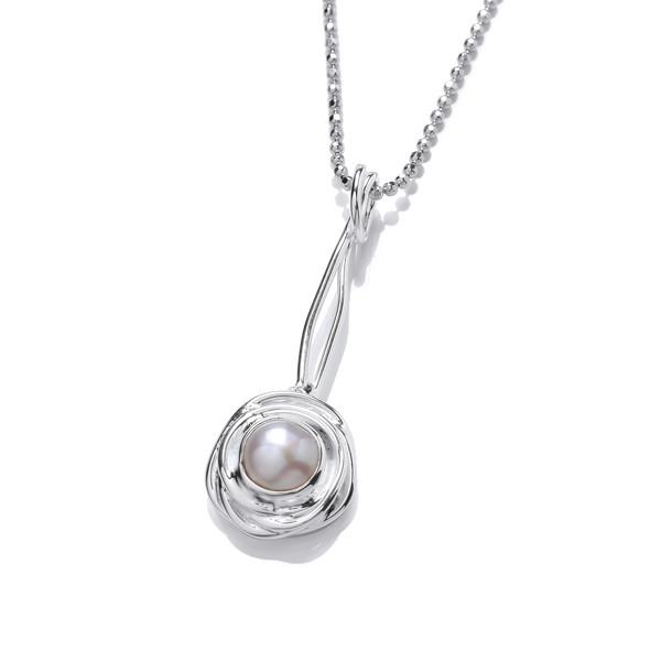 Rustic Silver Nested Pearl Pendant without Chain