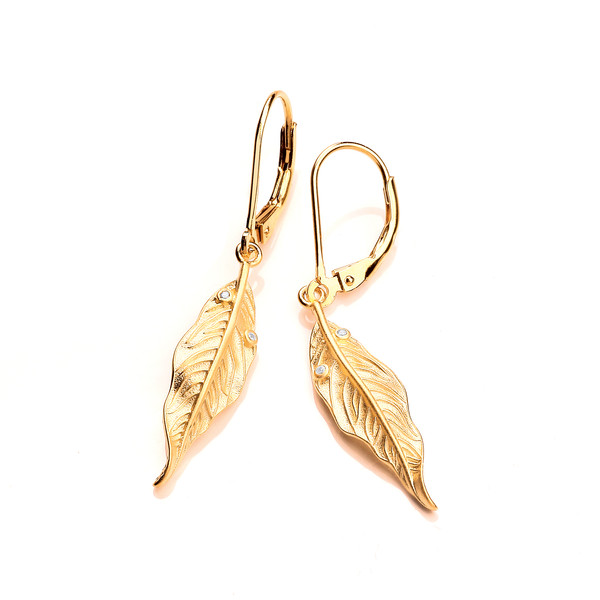 Silver, Cubic Zirconia & Gold Vermeil Willow Earrings