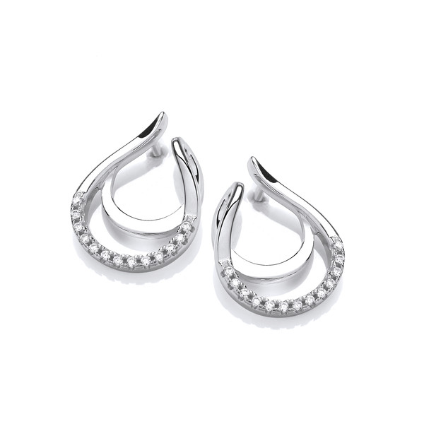 Silver & Cubic Zirconia Lucky Loop Earrings
