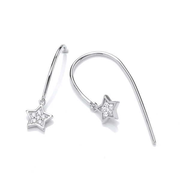 Silver and Cubic Zirconia Starry Drop Earrings