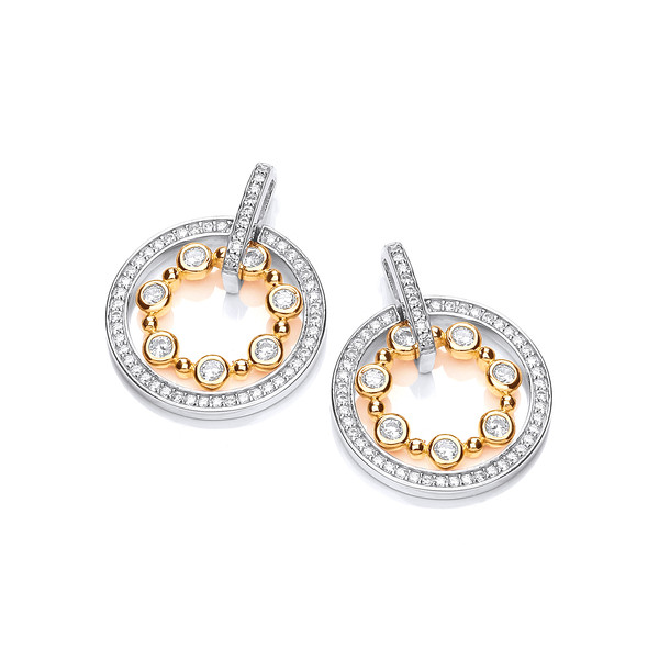 Silver, Cubic Zirconia & Gold Vermeil Queen Earrings