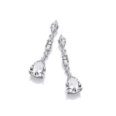 Silver & Cubic Zirconia Glamorous Drop Earrings