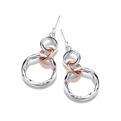 Silver and Copper Rings Drop Earrings