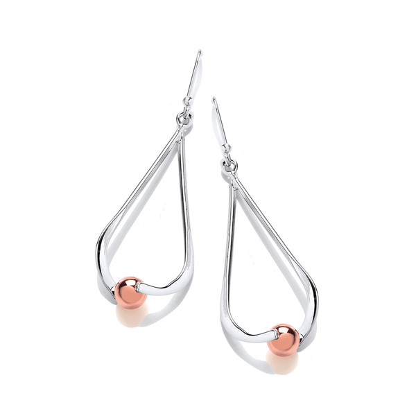 Silver & Copper Ball and Loop Earrings