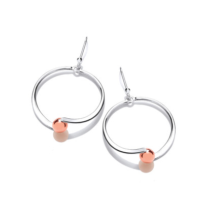 Silver & Copper Ball and Circle Earrings