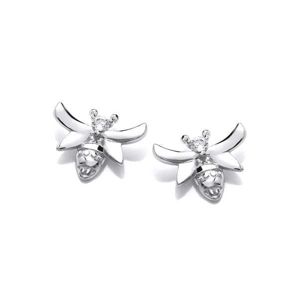 Silver & Cubic Zirconia Cute Bee Earrings