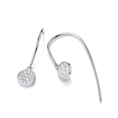 Silver and Cubic Zirconia Round Drop Earrings