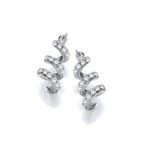 Silver & Cubic Zirconia Helter Skelter Earrings