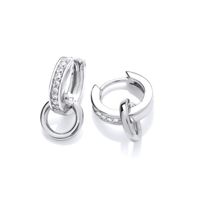 Silver & Cubic Zirconia Loop Huggie Earrings