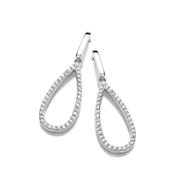 Silver & Cubic Zirconia Loop Drop Earrings