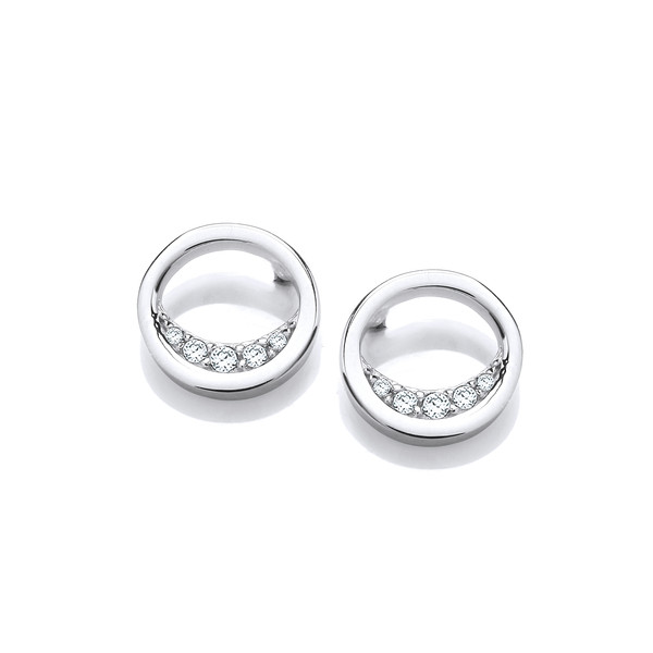 Silver & Cubic Zirconia Over the Moon Earrings