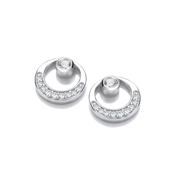 Silver & Cubic Zirconia Sun & Moon Earrings