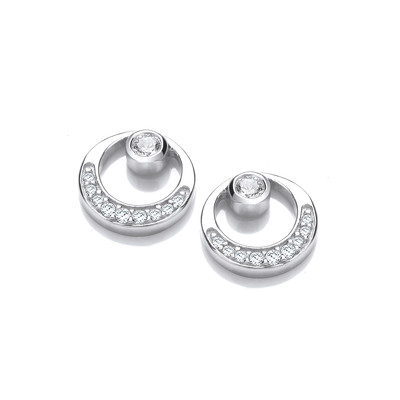 Silver & Cubic Zirconia Sun & Moon Earrings