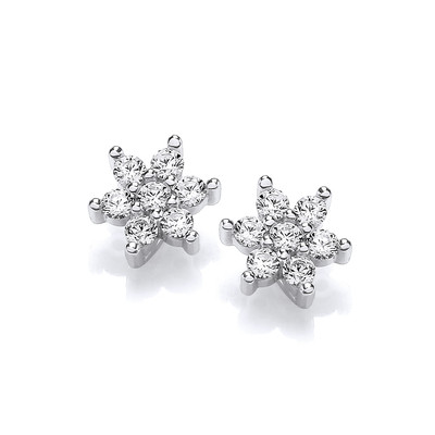 Silver & Cubic Zirconia North Star Earrings