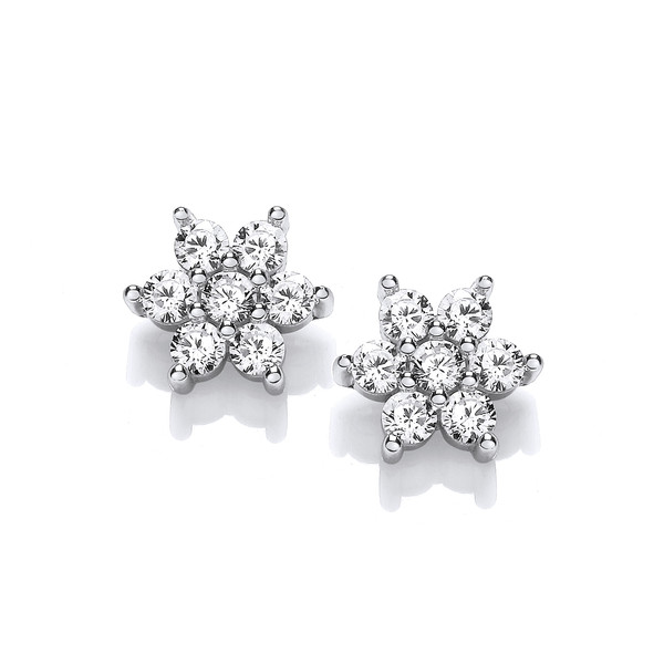 Silver & Cubic Zirconia Sirius Star Earrings