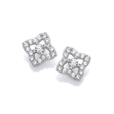 Silver & Cubic Zirconia Cathedral Earrings
