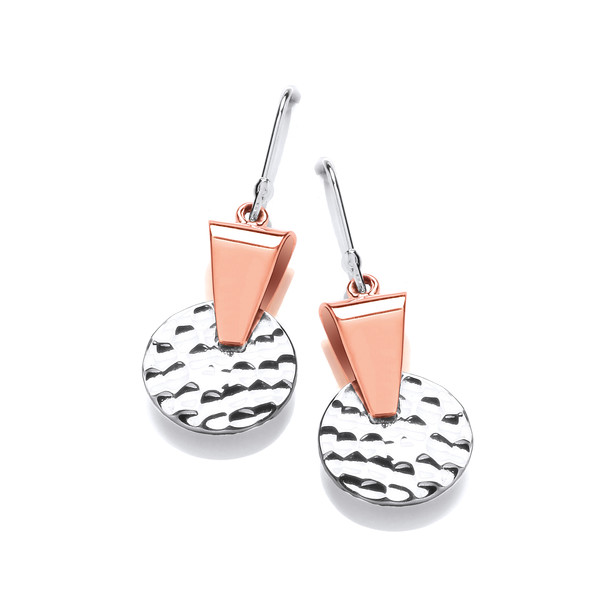 Silver and Copper Cirque Drop Earrings