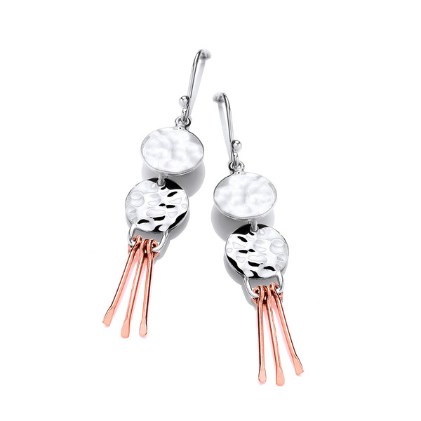 Silver & Copper Fringe Drop Earrings