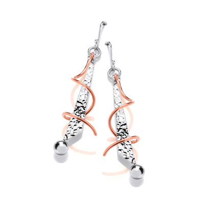 Silver & Copper Twister Drop Earrings