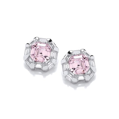Pink Diamond Cubic Zirconia Deco Earrings
