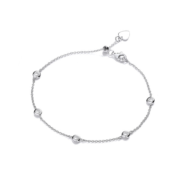 Studded Silver and Cubic Zirconia Bracelet