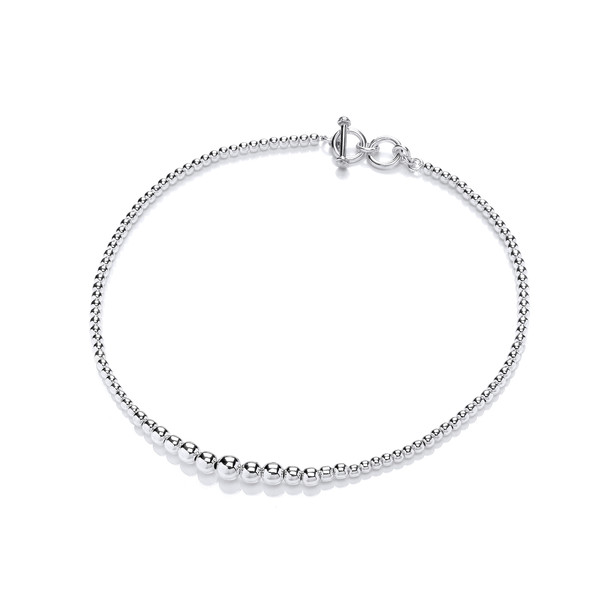 Graduated Bead Silver Necklace