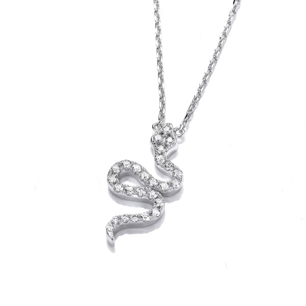 Cubic Zirconia & Silver Snake Necklace