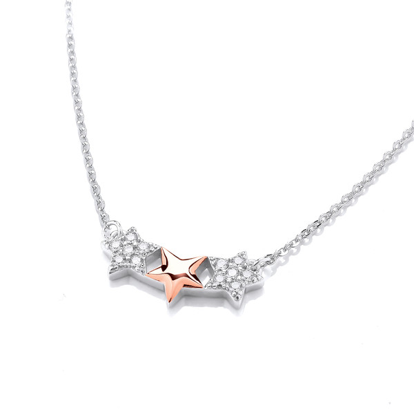 Silver, Cubic Zirconia & Gold Shooting Star Necklace