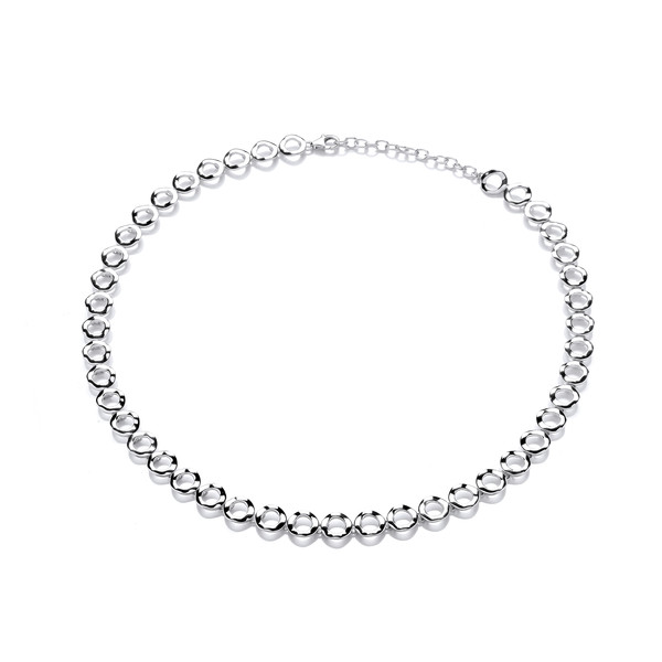 Wavy Circles Silver Necklace