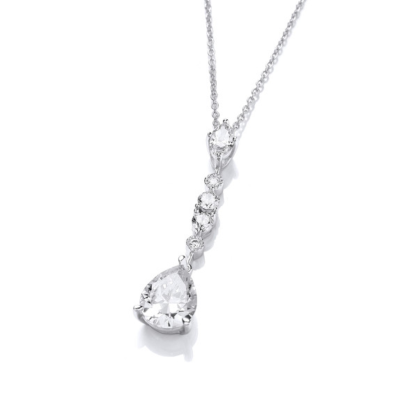 Silver & Cubic Zirconia Glamorous Drop Necklace
