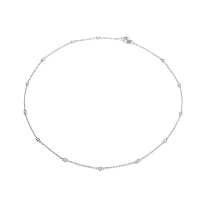 Silver and Cubic Zirconia Solitaires Necklace