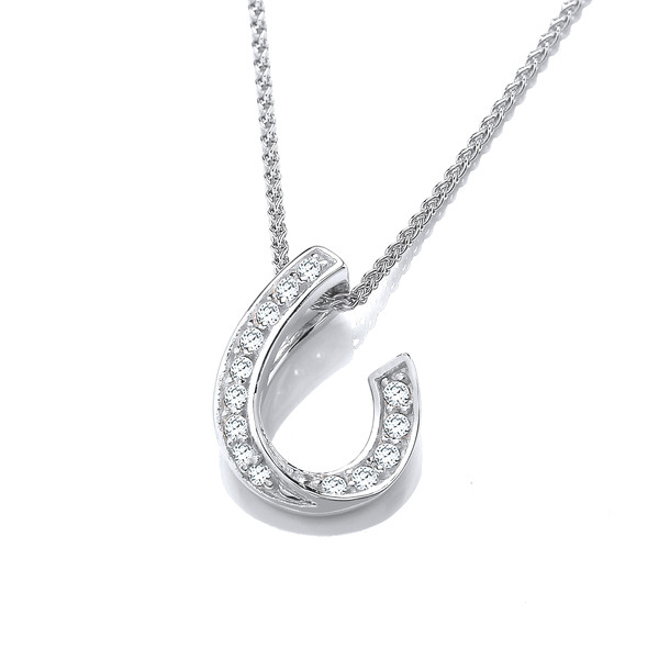 Silver & Cubic Zirconia Luck Pendant without Chain