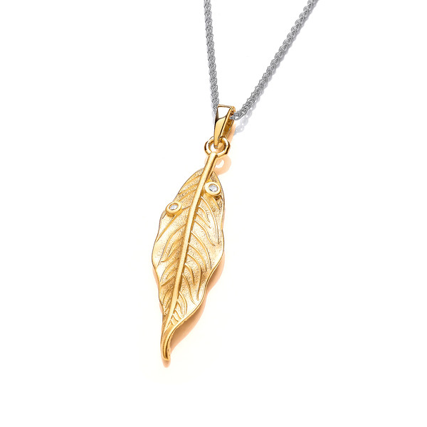 Silver, Cubic Zirconia & Gold Vermeil Willow Pendant without Chain
