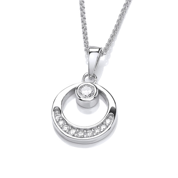 Silver & Cubic Zirconia Sun & Moon Pendant without Chain
