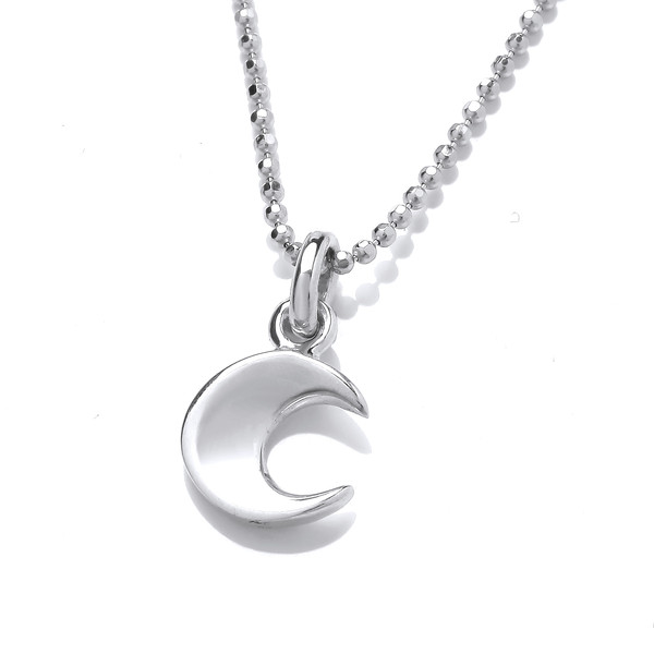 Silver Crescent Moon Pendant with 16-18 Chain