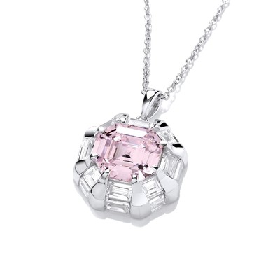 Pink Diamond Cubic Zirconia Deco Necklace