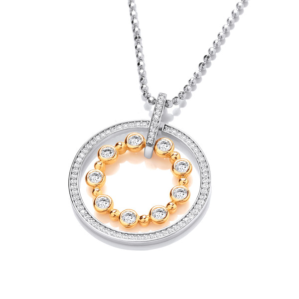 Silver, Cubic Zirconia & Gold Vermeil Queen Pendant with 18-20 Chain