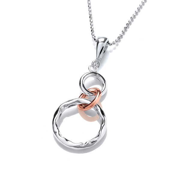 Silver and Copper Rings Drop Pendant without Chain
