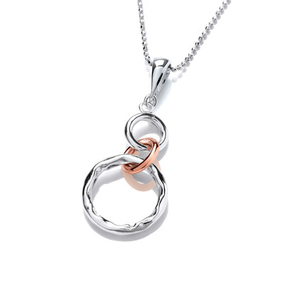 Silver and Copper Rings Drop Pendant