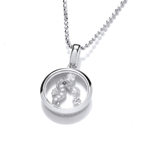 Celestial Silver & Cubic Zirconia Seahorse Pendant without Chain