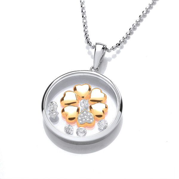 Celestial Silver, Cubic Zirconia & Gold Love Pendant without Chain