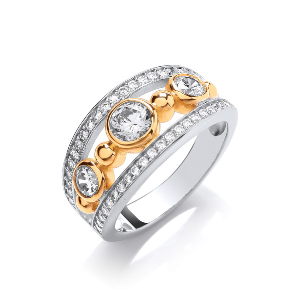 Silver, Cubic Zirconia & Gold Vermeil Queen Ring