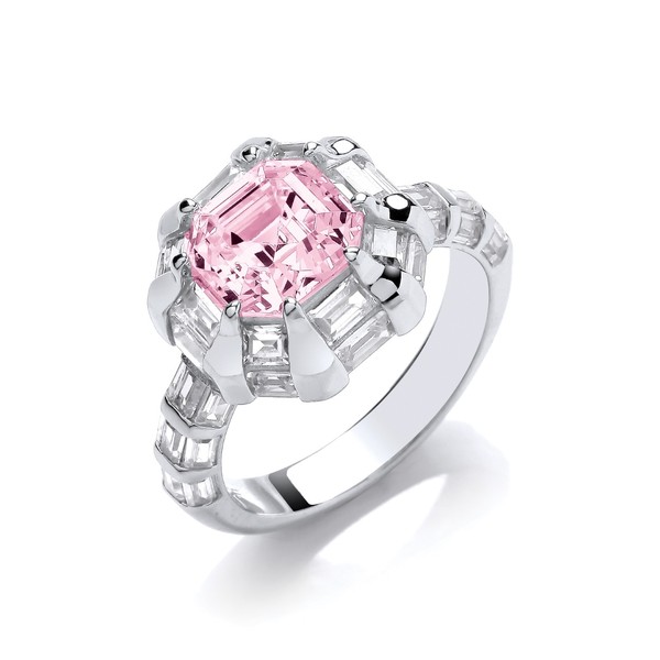 Pink Diamond Cubic Zirconia Deco Ring