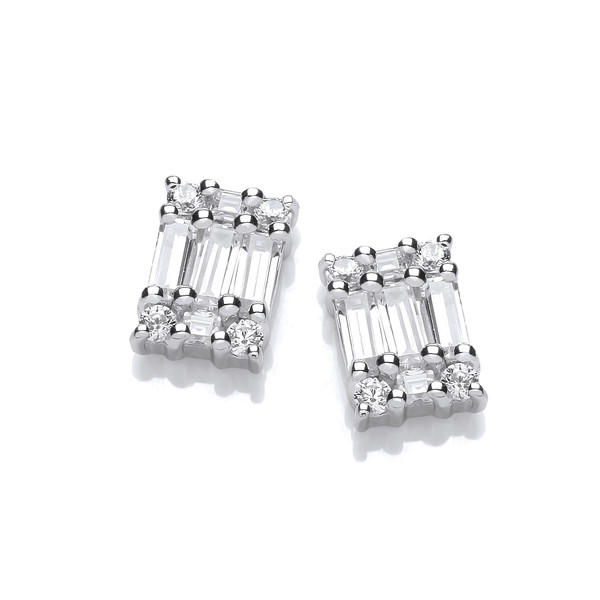 Silver & Cubic Zirconia Deco Heaven Earrings