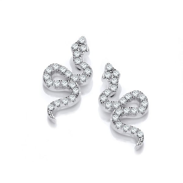 Silver & Cubic Zirconia Snake Earrings