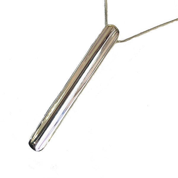 Silver grooved bar pendant with 16-18 silver chain