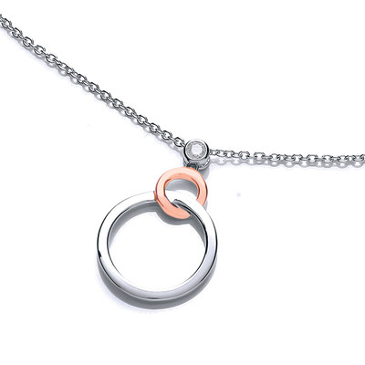 Silver and Rose Gold Linked Circles Necklace