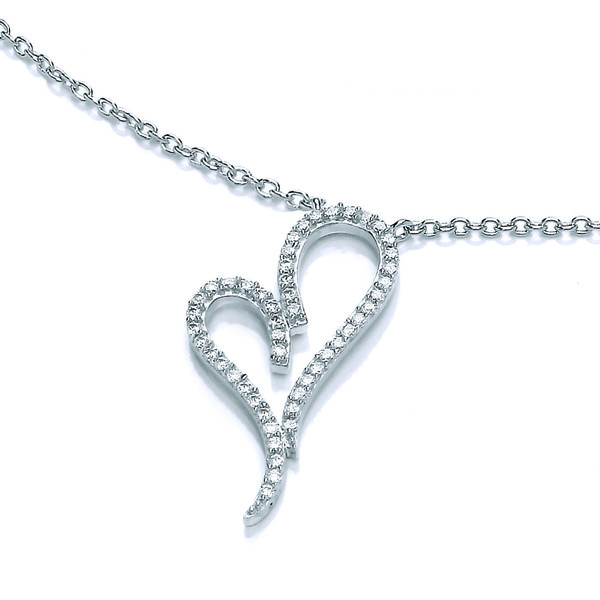Silver and Cubic Zirconia Heart Necklace