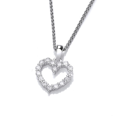 Silver & Cubic Zirconia Cute Heart Pendant